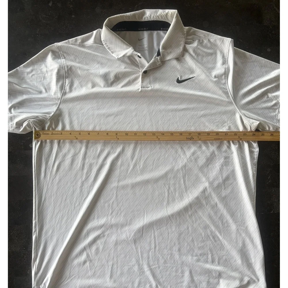 Nike Golf Dri-FIT Polo Shirt Men XL White Grey Streak Pattern Performance Resort